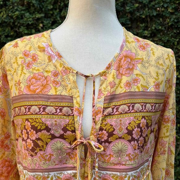 R.Vivimos Women Long Sleeve Floral V Neck Tassel Boho Festival Dress M, Sz 8, 10 - Picture 6 of 13